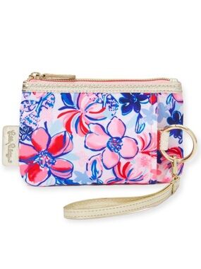 LILLY PULITZER Wallet Resort White Party Like A Lobstar Printed Zip Top Key Ring